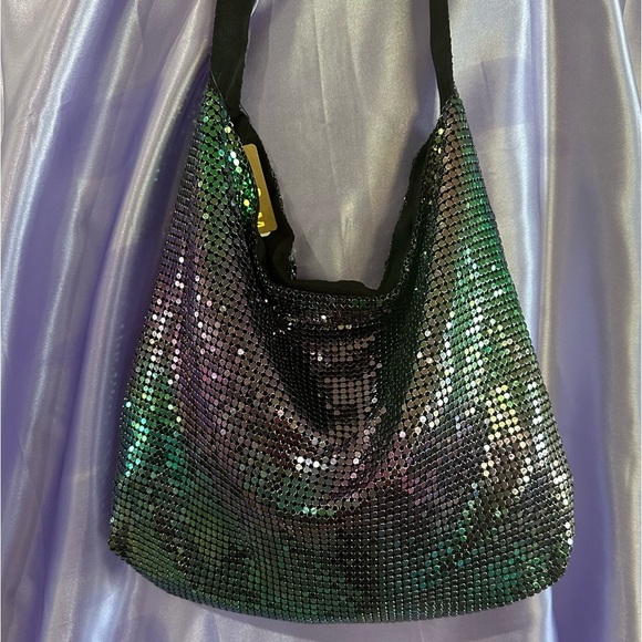Iridescent Holographic Mesh Shoulder Bag | Y2K Rave Disco Festival Purse NWT - Picture 2 of 16